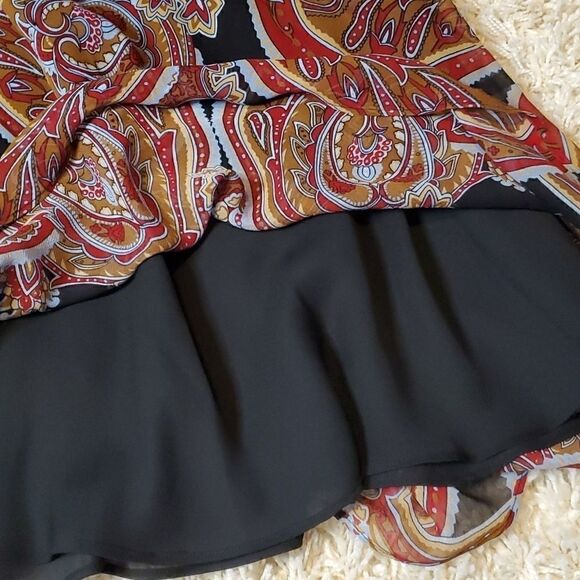 AK ANNE KLEIN Silk Paisley Flare Skirt - Picture 6 of 8